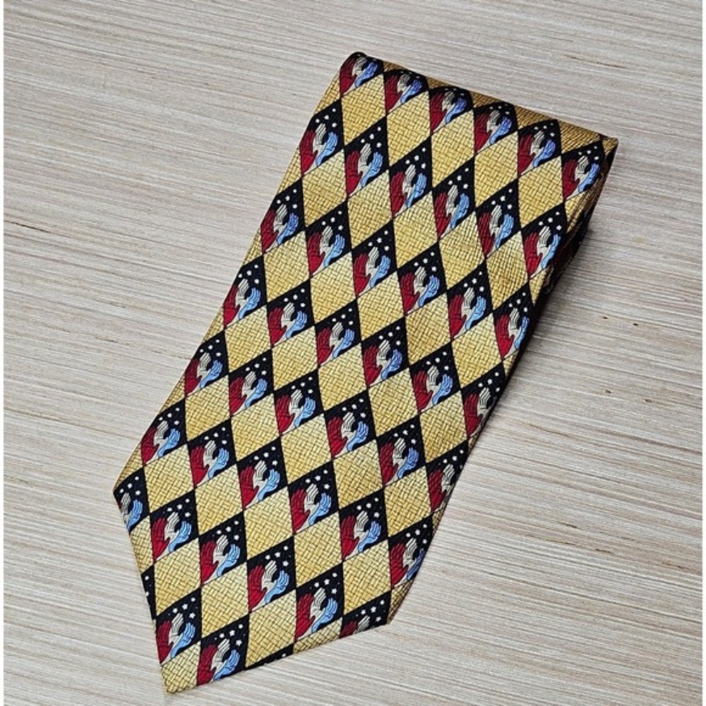 Reach For The Stars Tie Novelty Hand Print Diamond‎ Pattern Necktie 54" Length